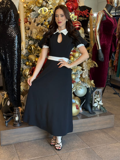 Midnight Contrast Collar Dress