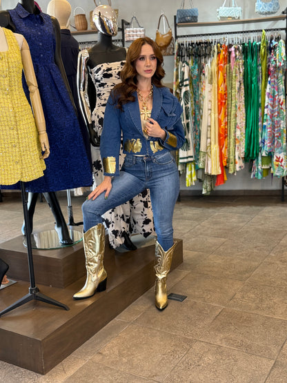 Golden Denim Blouse