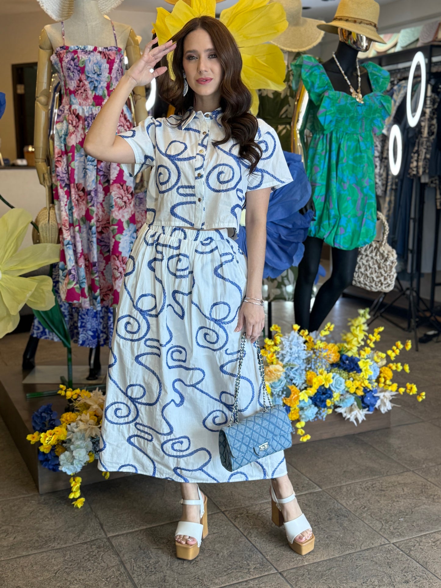 Blue Whisper Embroidered Set