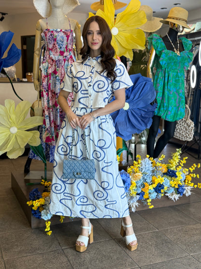 Blue Whisper Embroidered Set