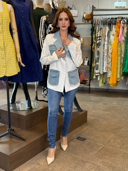 Denim Contrast Blazer