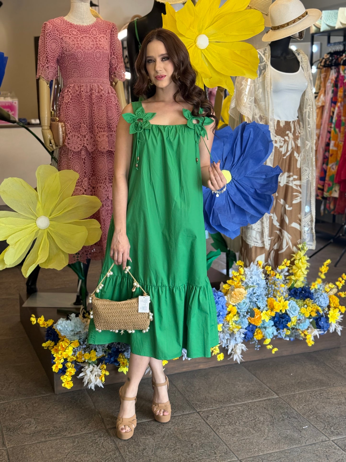 Emerald Garden Midi Dress