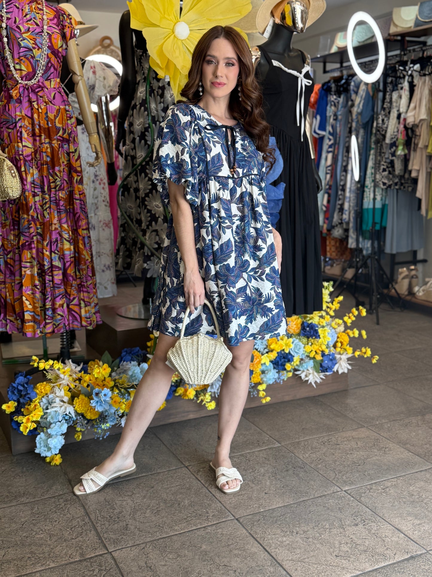 Blue Garden Mini Dress