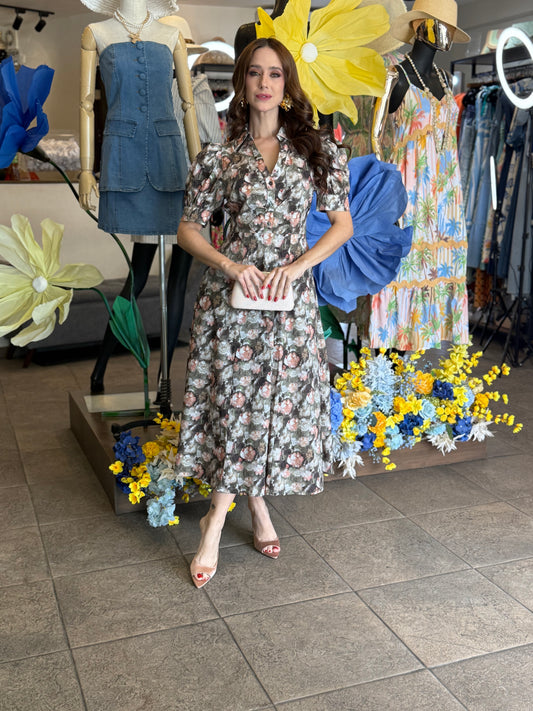 Autumn Bloom Midi Dress