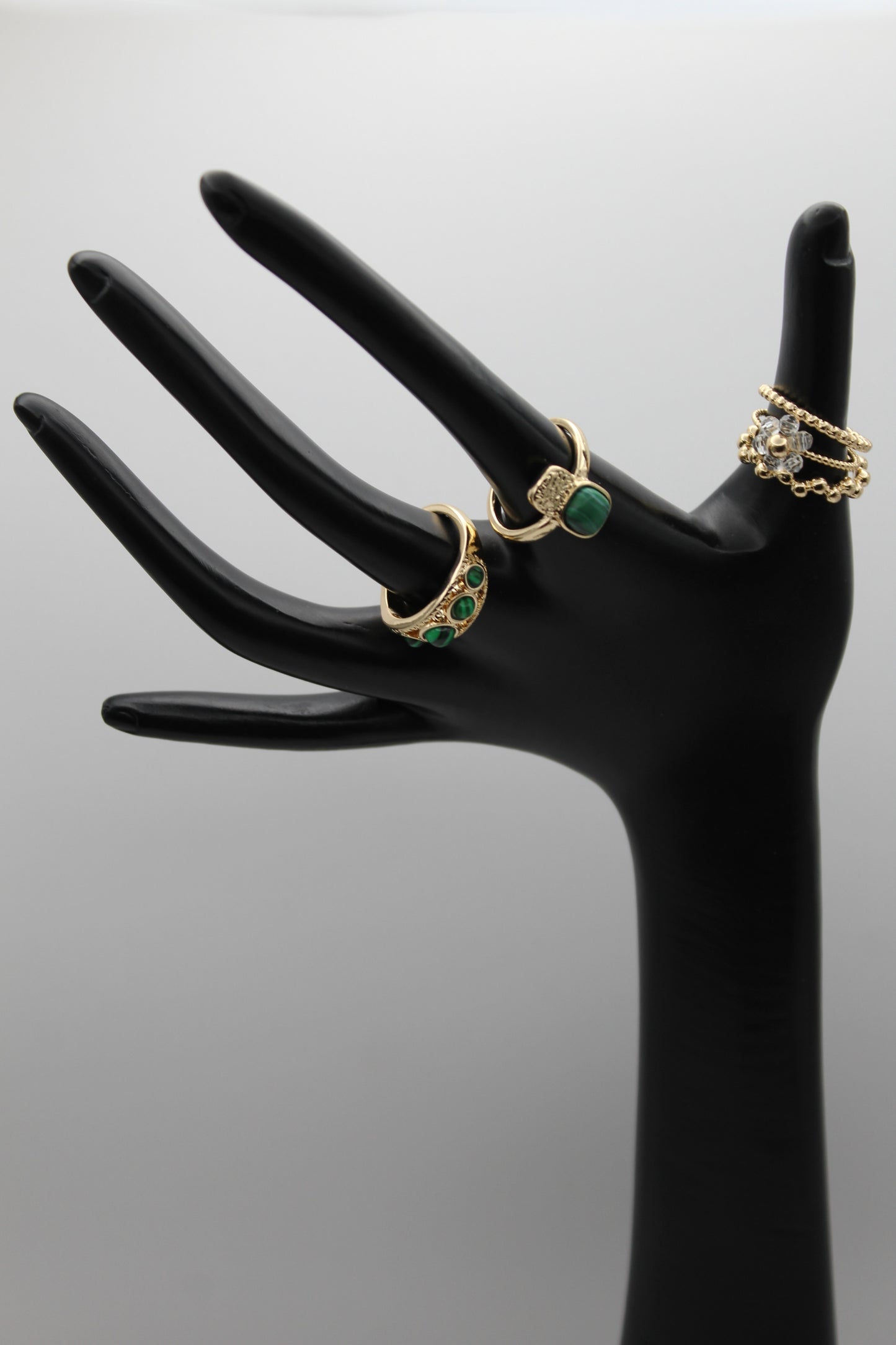 Emerald Charm Ring Set