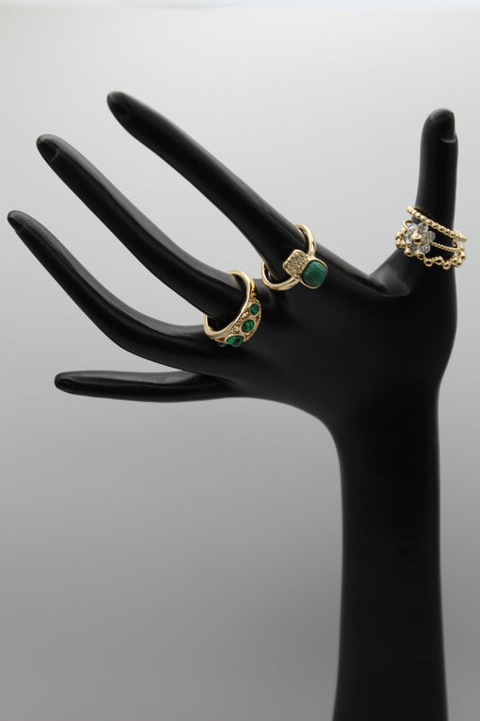 Emerald Charm Ring Set