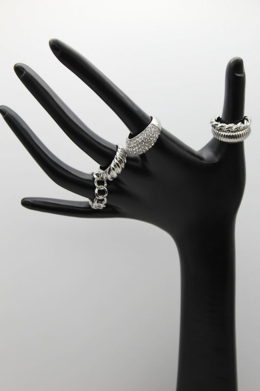 Silver Aura Ring Set