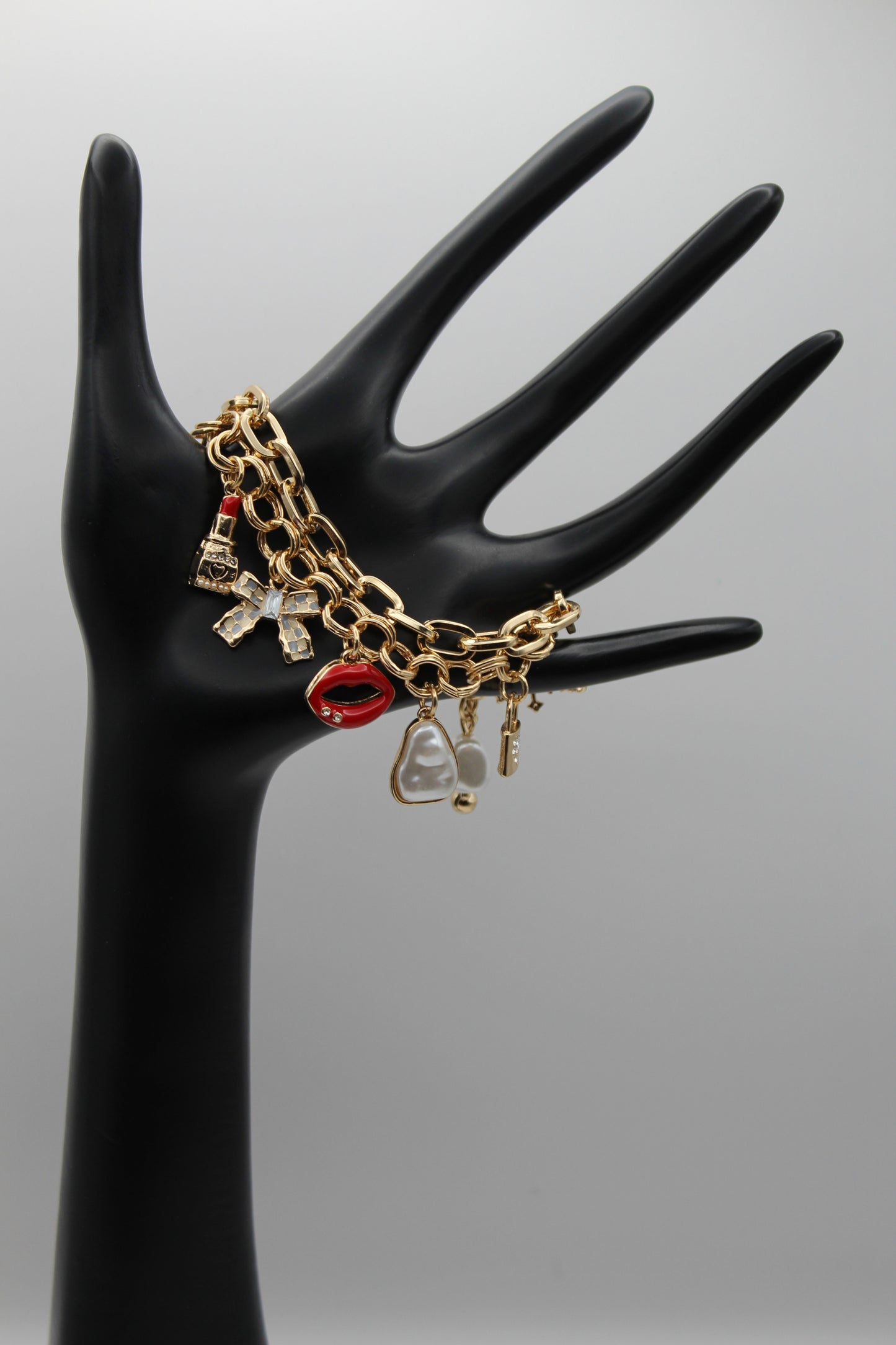 Red Kiss Charm Bracelet