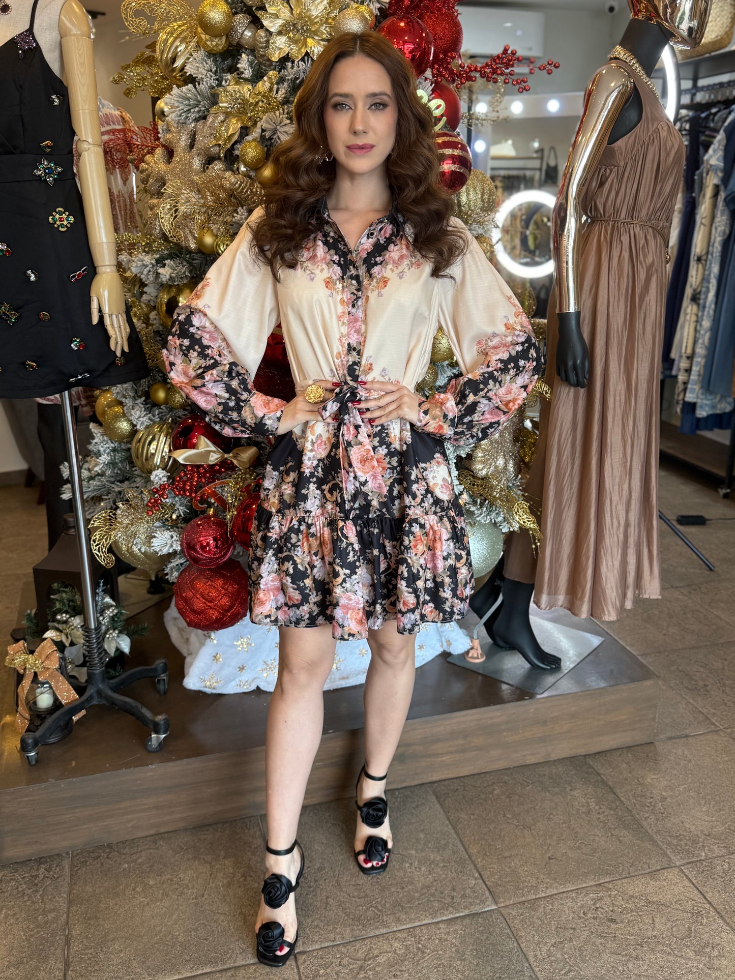 Blossom Noir Shirt Dress