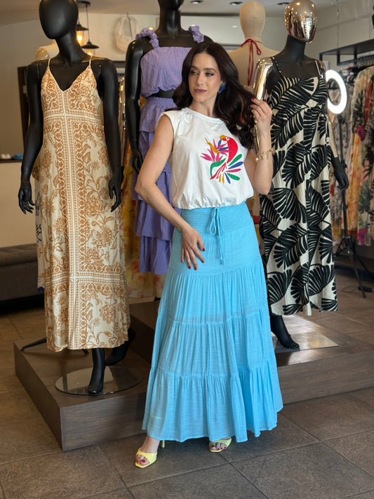 Azure Breeze Tiered Skirt