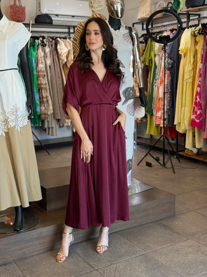 Burgundy Satin Dress