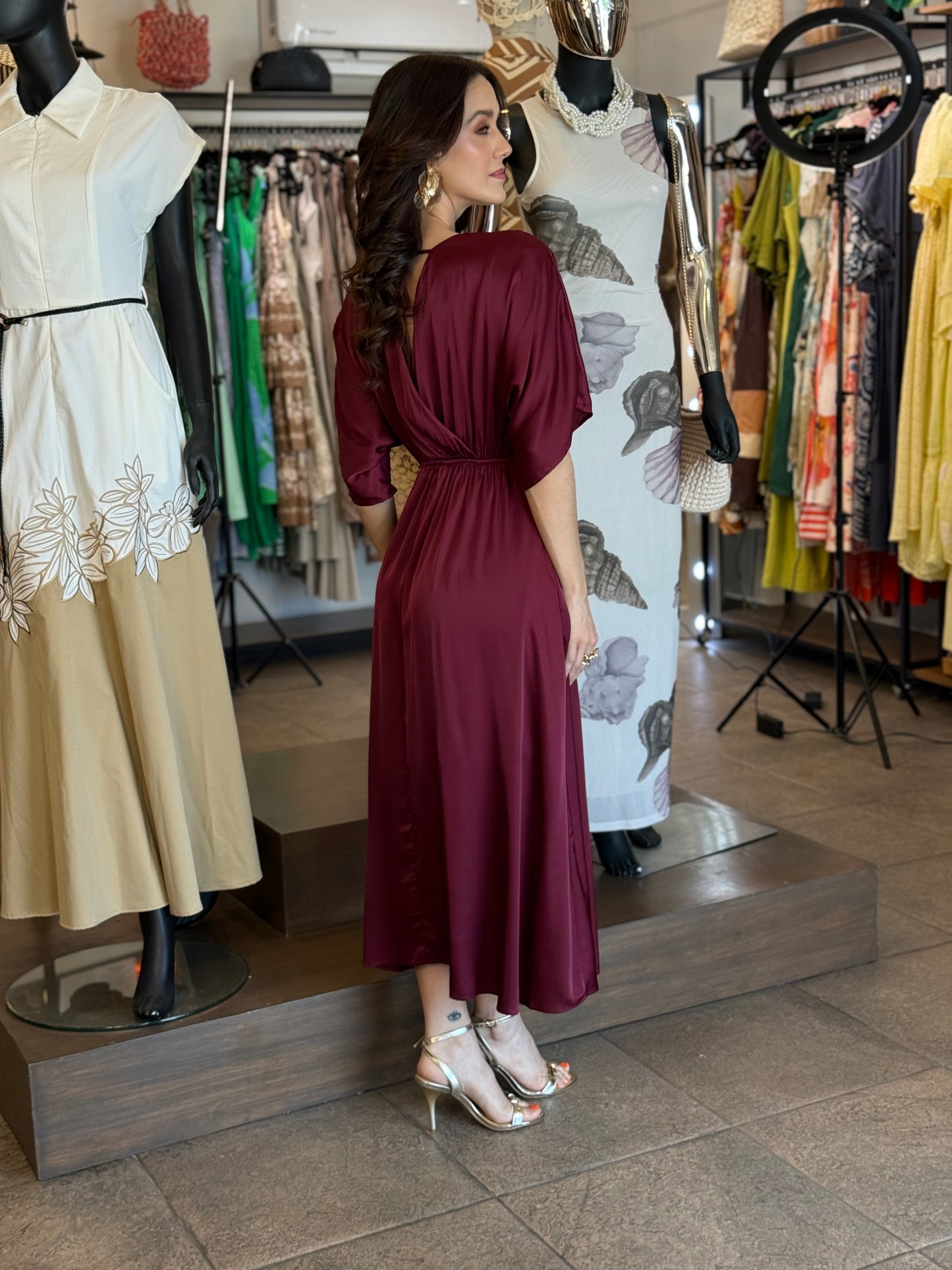 Burgundy Satin Dress