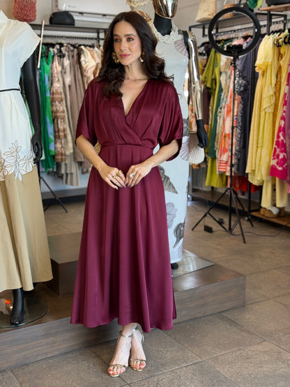 Burgundy Satin Dress