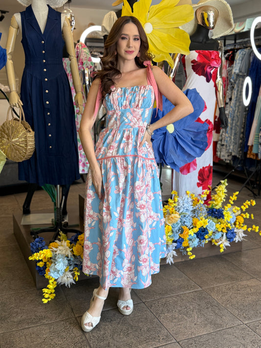Pink Blossom Midi Dress