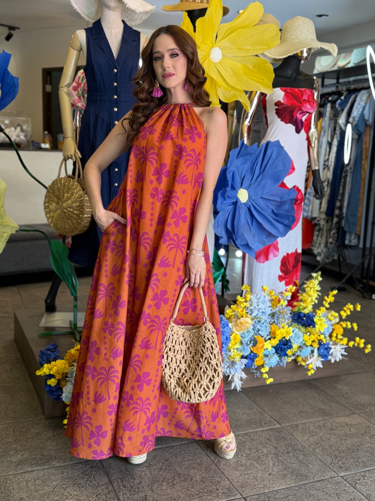 Sunset Tropic Halter Dress