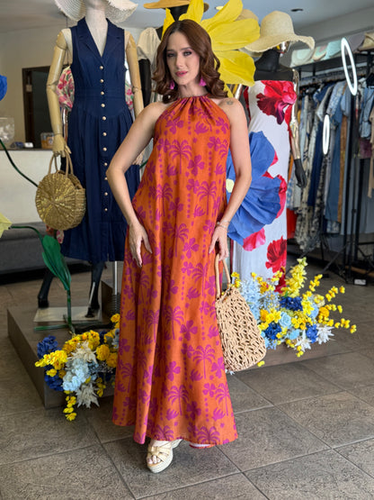 Sunset Tropic Halter Dress