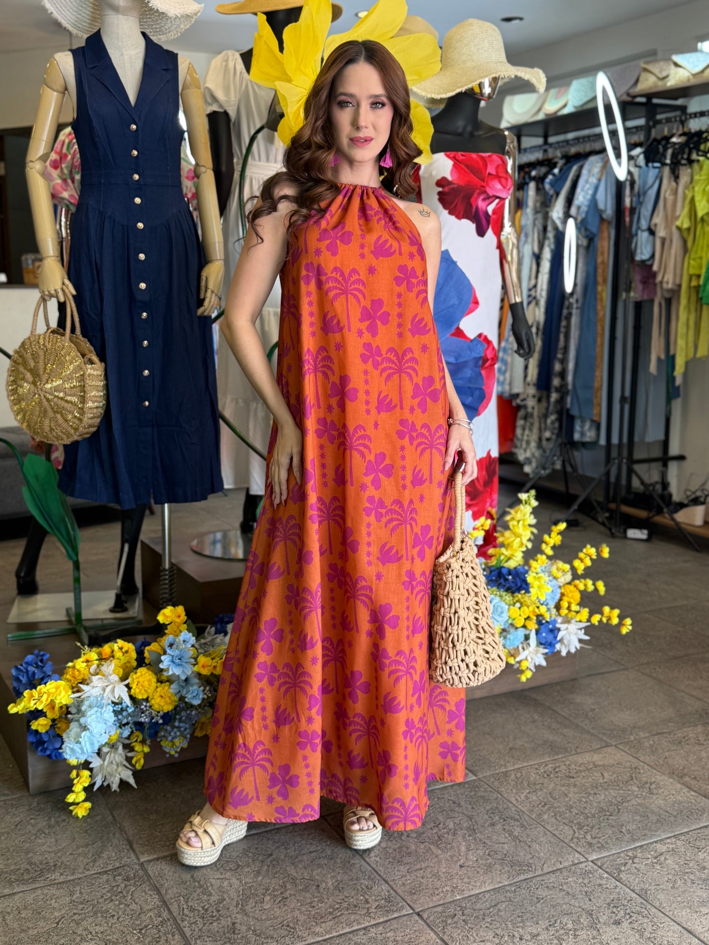 Sunset Tropic Halter Dress