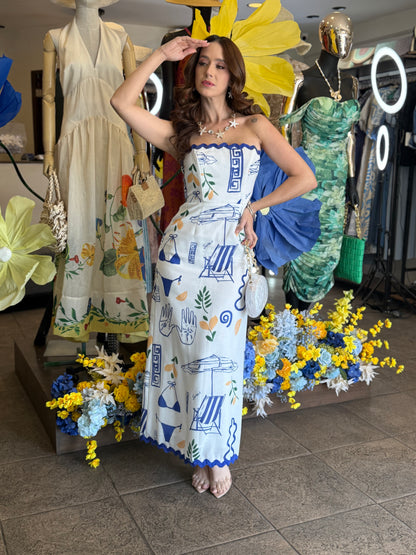 Mediterranean Soleil Strapless Dress