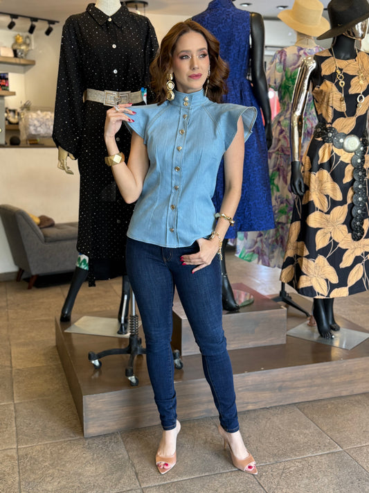 Denim Elegance Blouse