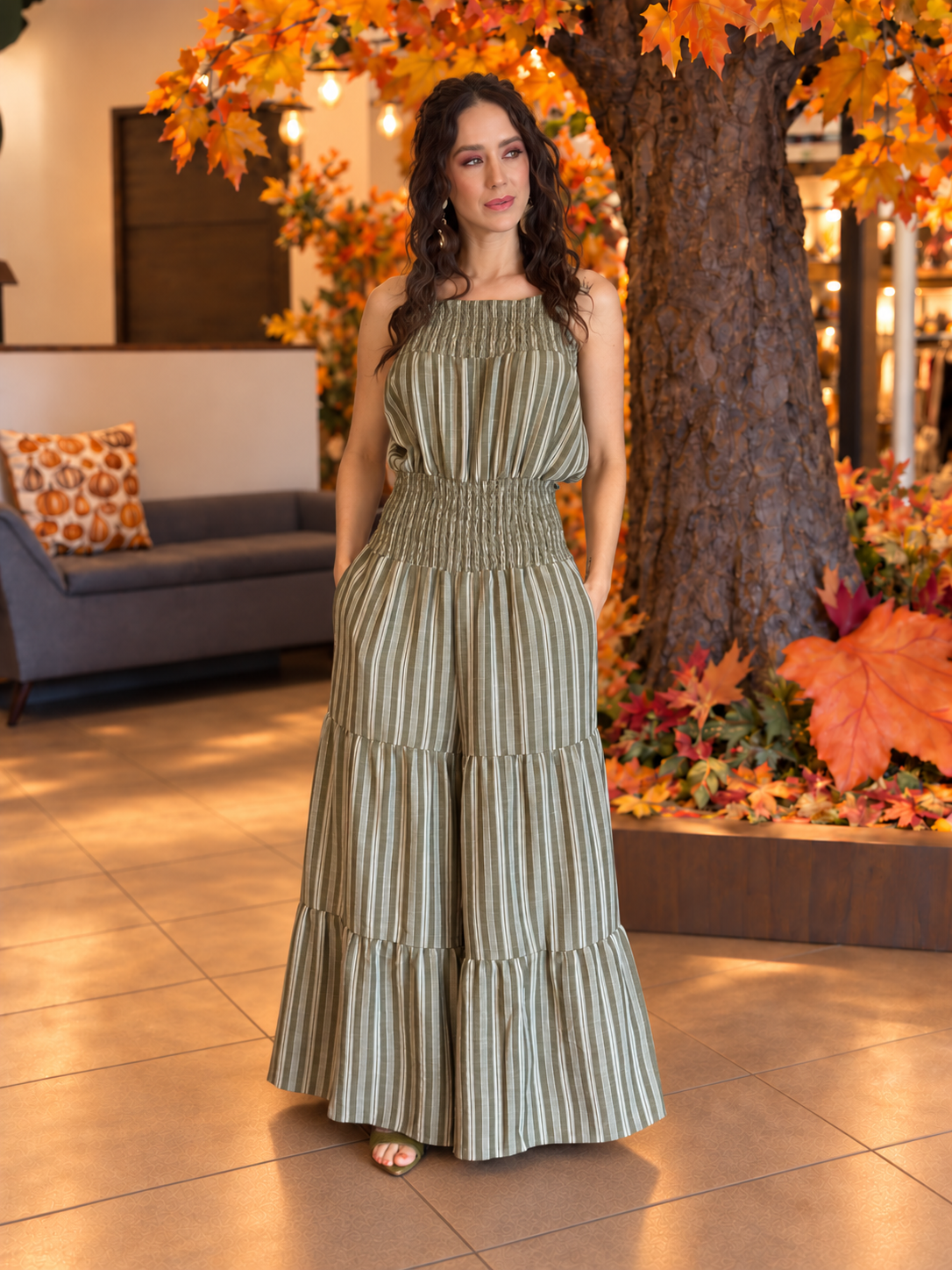 Olive Stripes Jumpsuit