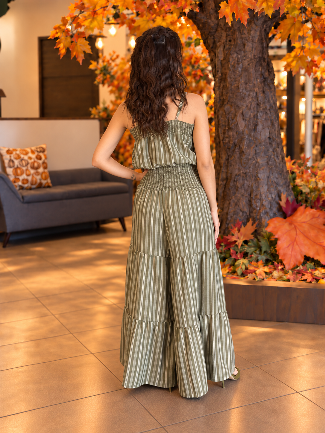 Olive Stripes Jumpsuit