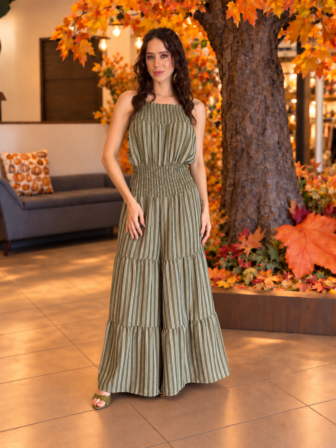 Olive Stripes Jumpsuit