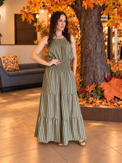 Olive Stripes Jumpsuit