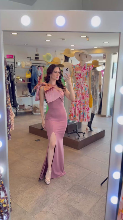 Blush Statement Bow Gown