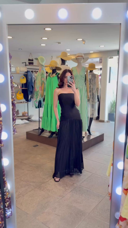 Midnight Grace Pleated Dress